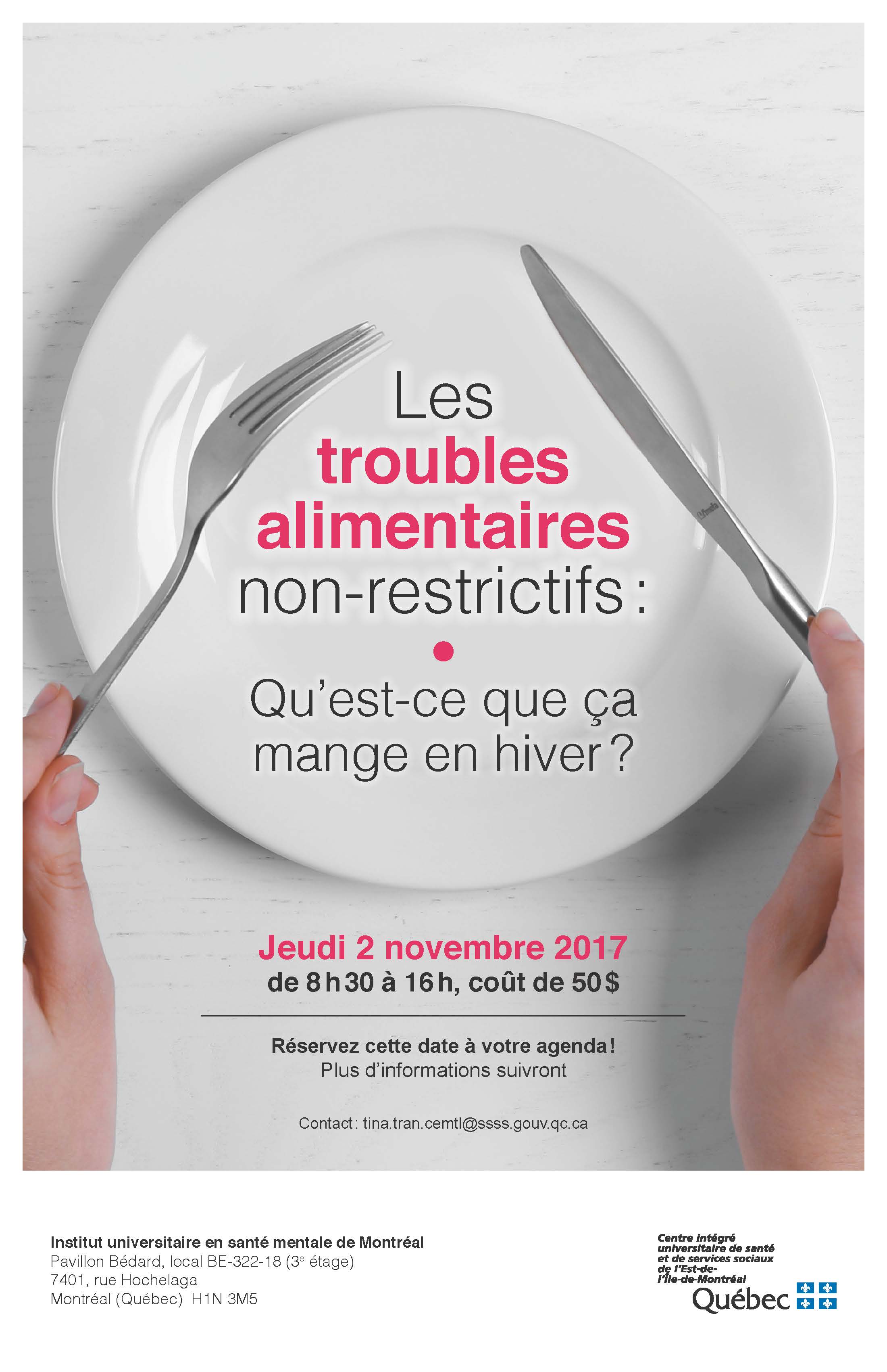 Les troubles alimentaires non-restrictifs - Colloque au IUSMM/UdeM - 2 novembre 2017 - Vincenzo Di Nicola/IUSMM/UdeM