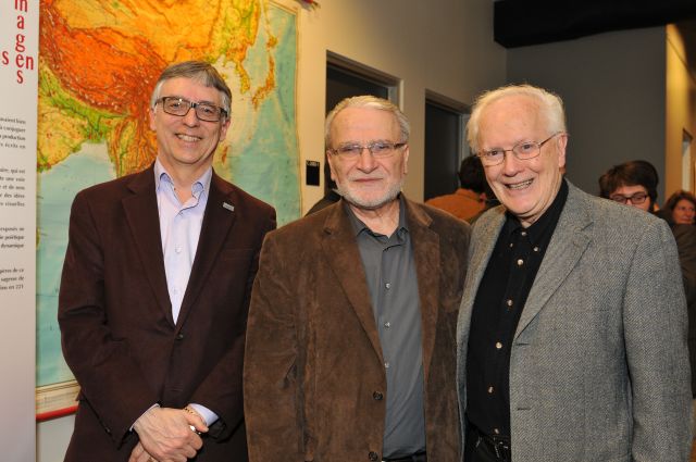 Le 12 mars 2014, Serge Brochu assistait  au lancement de la collection «Parcours numériques»  des Presses de l'Université de Montréal. De gauche à droite sur la photo: Messieurs Brochu, del Busso et Le Blanc.